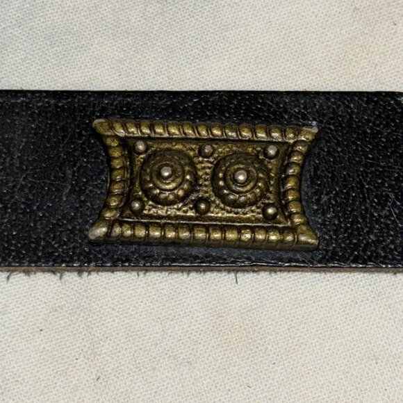 Womens Black Leather Belt W/Embellishments Med Psbly Handmade - Picture 7 of 8